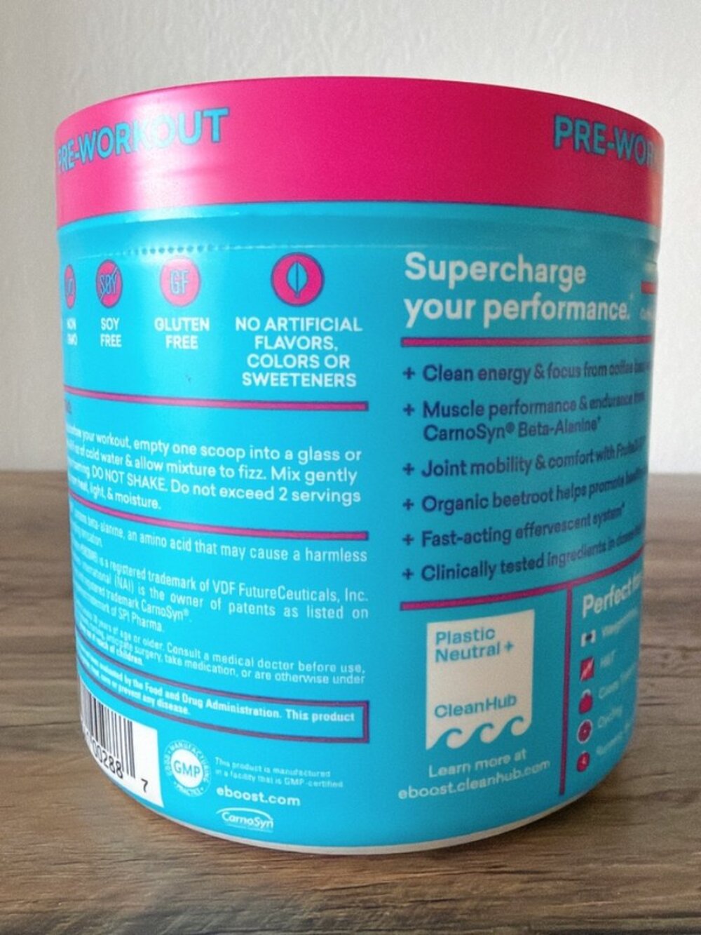 EBOOST POW Natural Pre Workout Powder, Blue Raspberry, Energy Support - Picture 3 of 4